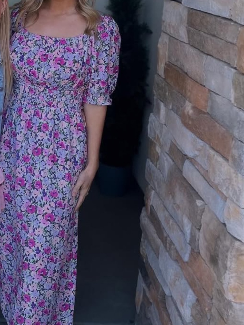 Floral Smocked Waist Maxi Dress in Pink